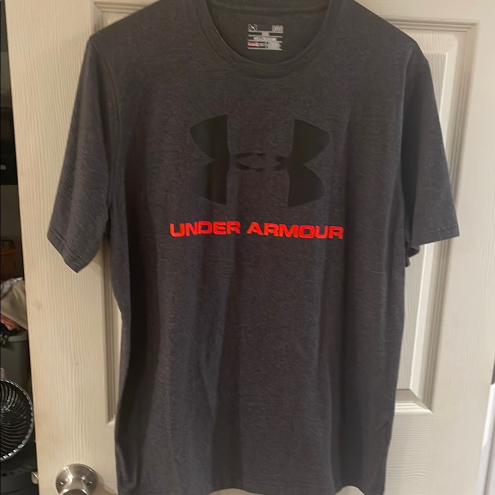 Under Armour Gray and Red Short Sleeve Tee